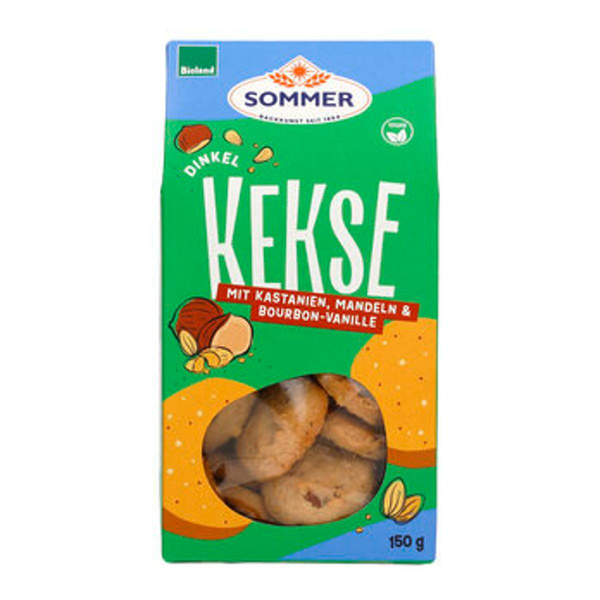 Produktfoto zu Sommer Dinkel Kekse mit Kastanien, Mandeln und Bourbon-Vanille
