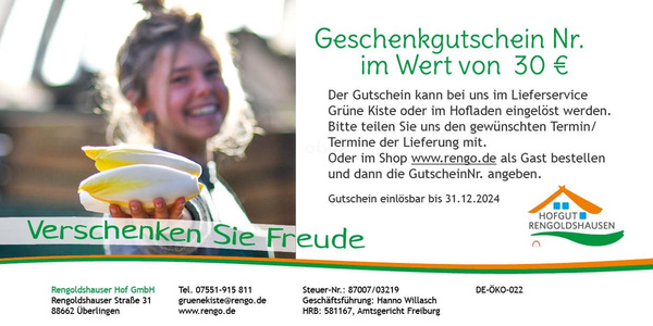 Produktfoto zu 20 € Gutschein für die Grüne Kiste