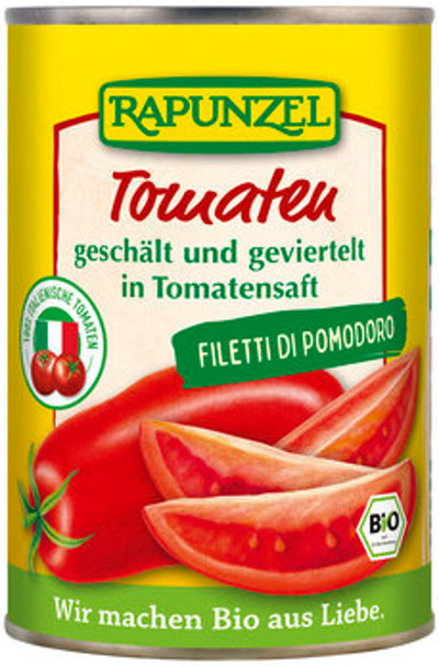 Produktfoto zu Tomaten geschält, geviertelt