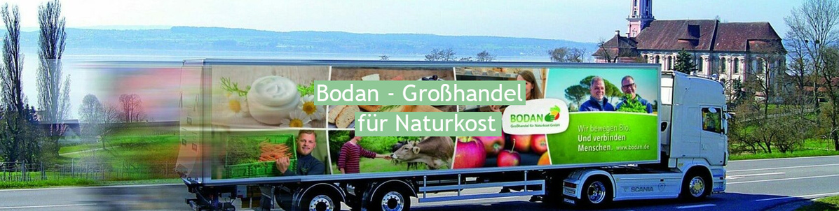 KI generiert: Ein Lastwagen mit der Aufschrift "Bodan - Großhandel für Naturkost".