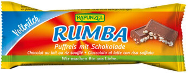 Produktfoto zu Rapunzel Rumba Puffreisriegel Vollmilchschokolade