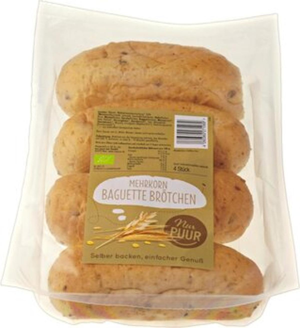 Produktfoto zu Nur Puur Mehrkorn-Baguettebrötchen