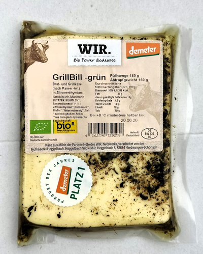 Produktfoto zu WIR GrillBill Brat- und Grillkäse mit Zitronenthymian-Knoblauch-Marinade