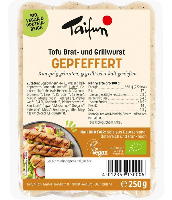 Produktfoto zu Tofu Brat-und Grillwurst gepfeffert